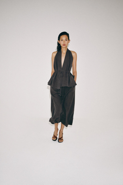 ZARA ЛЬНЯНОЙ ТОП НА ЗАПÁХЕ — ZW COLLECTION, АНТРАЦИТОВО-СЕРЫЙ