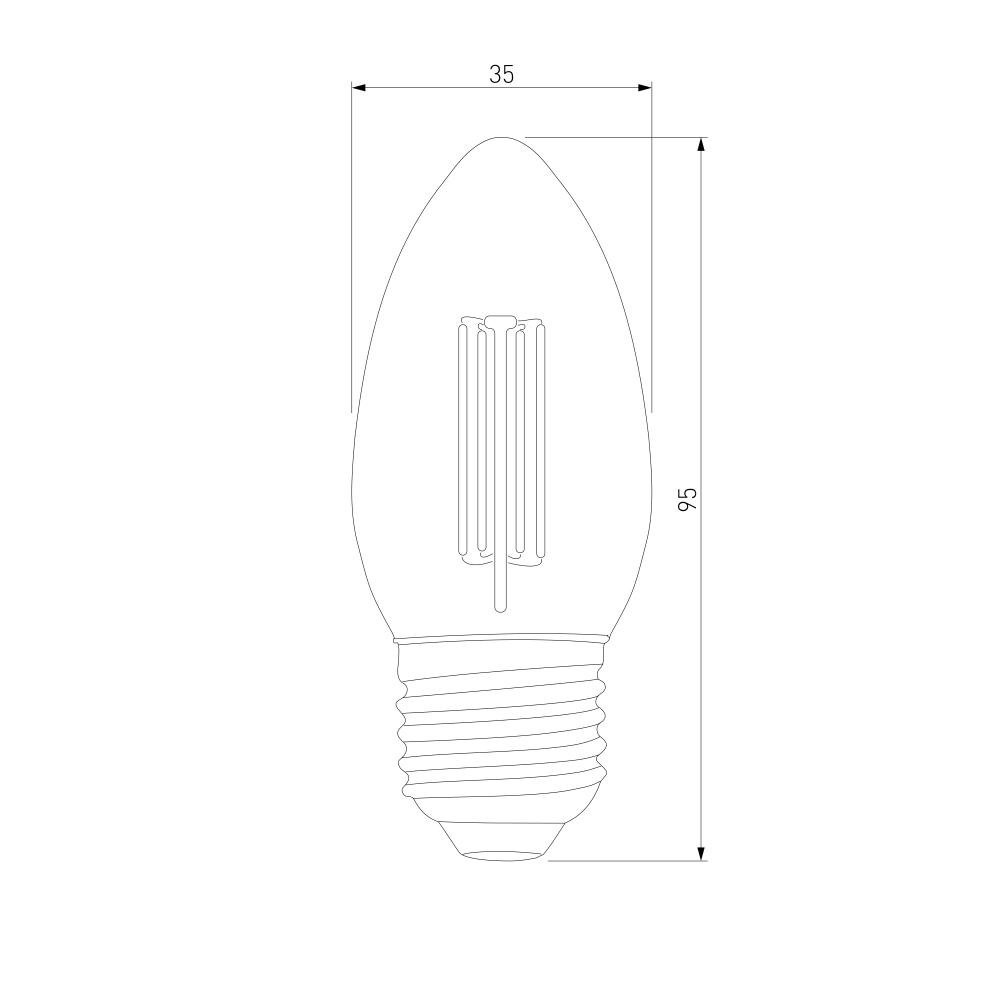 Филаментная светодиодная лампа "Свеча" C35 7W 4200K E27 (C35 прозрачный) BLE2736