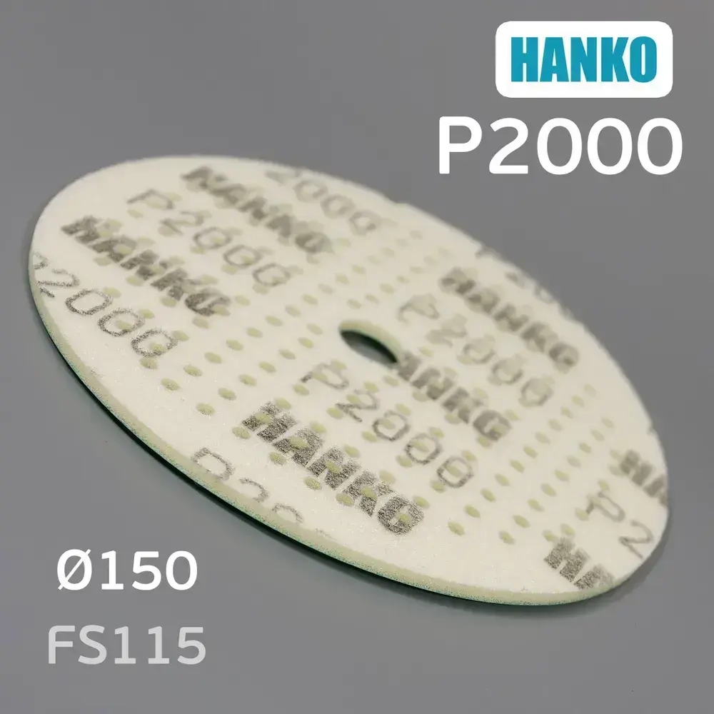 Круг шлифовальный на поролоне Hanko (Р2000; 181отв; 150мм) FS115 зеленый Film Sponge MultiAir липучк