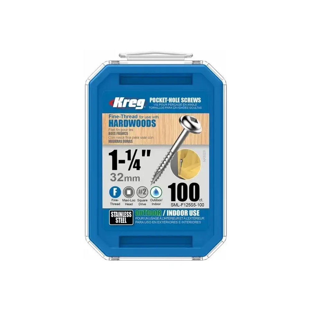 Шурупы с мелким шагом (нерж.) 1-1/4"-100 шт Kreg SML-F125S5-100-INT