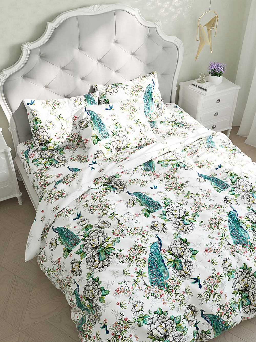 Простынь на резинке Сказка "Павлины" 140х200 см