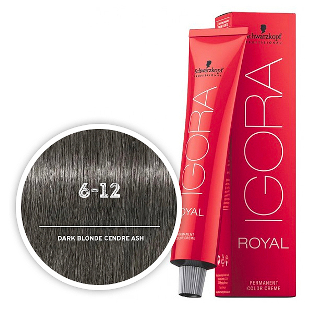 Краска для волос Igora Royal 6-12 Темный русый сандрэ пепельный Schwarzkopf Professional, 60 мл