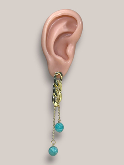 Серьги Цепь с подвесками, Амазонит, мятный