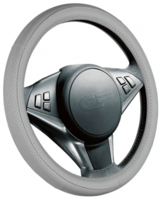 Оплетка на руль круглая CarFashion -М- «OPAL» 35057 - Экокожа - серый гладкая