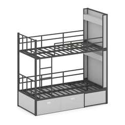 Overnight Кровать 2-х ярусная ON.K2-001 Серый/Металл Антрацит 2080*950*2260