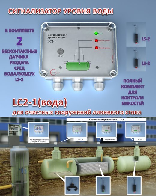LC2-1(вода) Сигнализатор уровня воды в ёмкостях