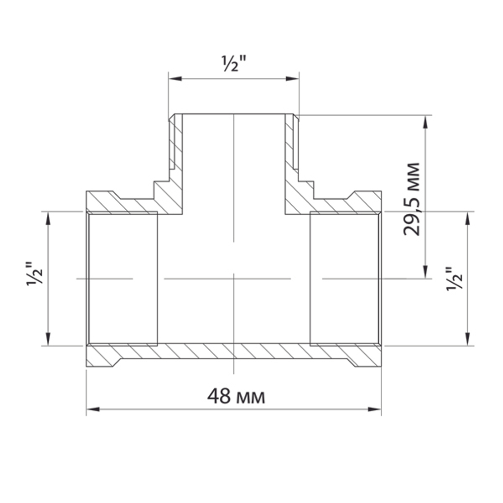 Тройник 1/2'' вн/нар/вн VRT® никель