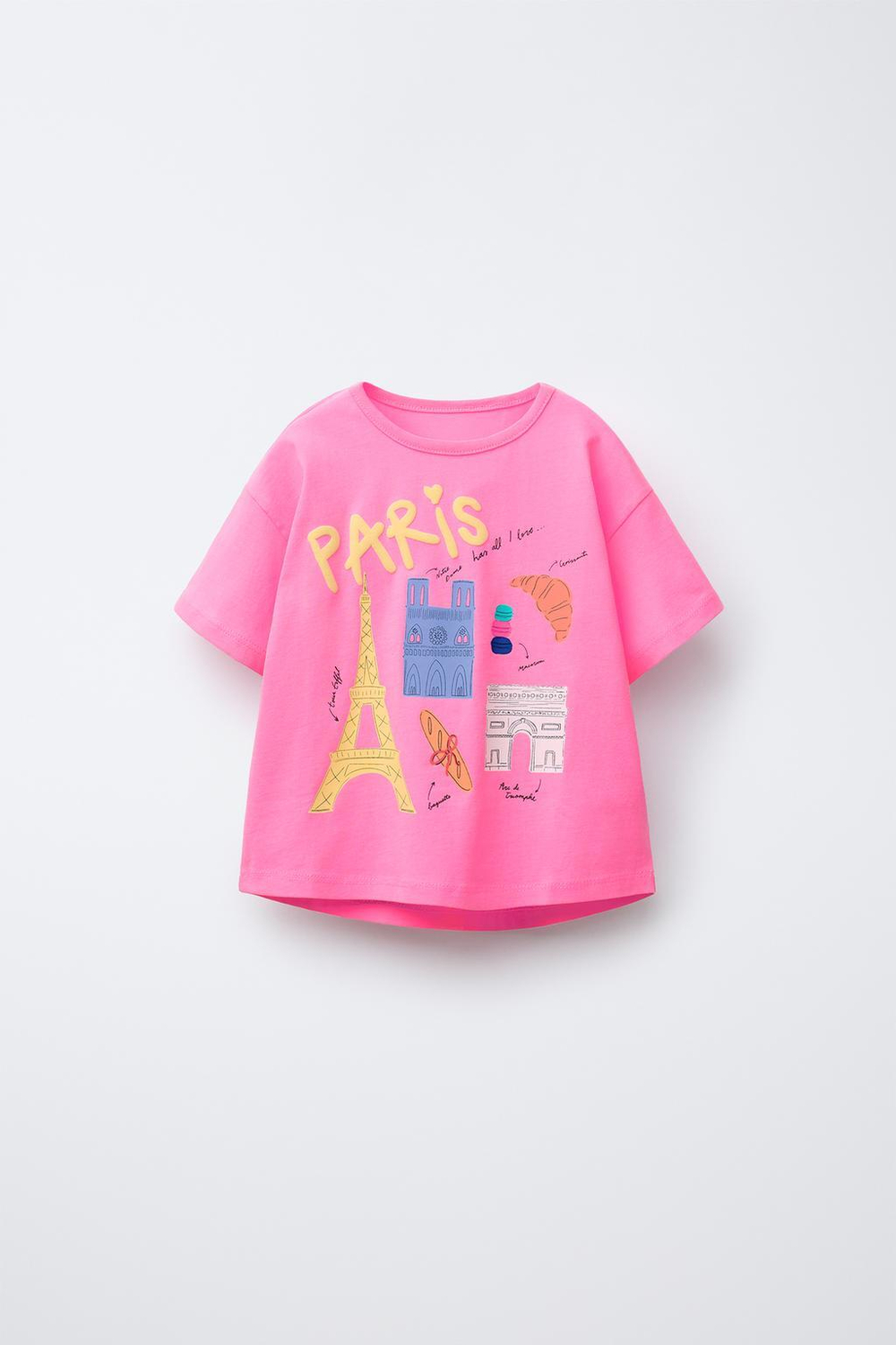 ZARA ФУТБОЛКА С ПРИНТОМ «ГОРОД», РОЗОВЫЙ