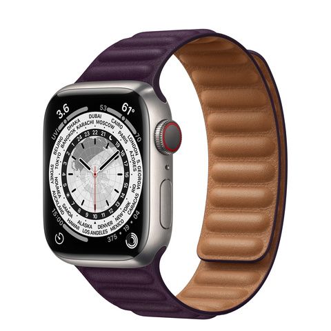 Умные часы Apple Watch Series 7 GPS + Cellular 45mm Titanium Case with Dark Cherry Leather Link