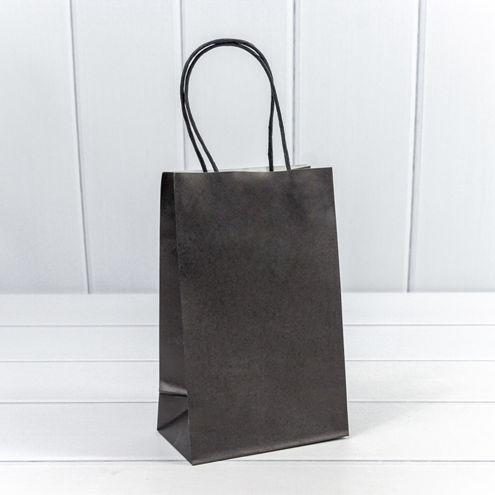 Пакет подарочный 13х21х8см (Черный, Крафт)