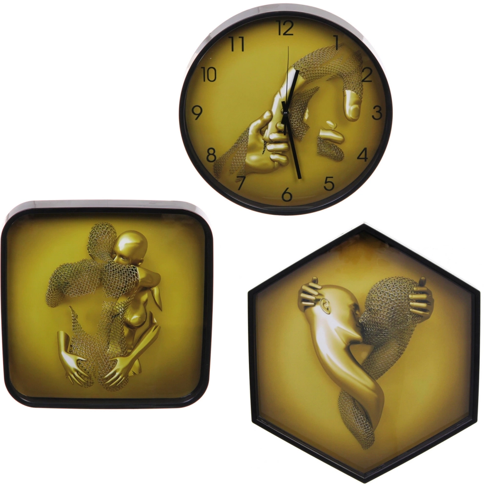 Часы настенные + пано 2шт «HOME STYLE» Любовь, черный корпус