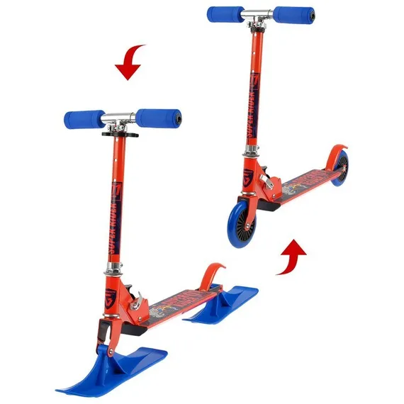 Самокат-снегокат зимний 2 в 1 Super Rider, цвет красный