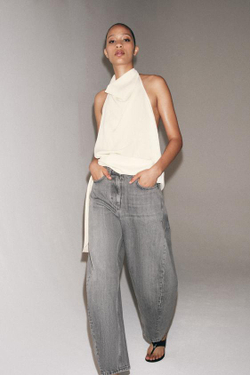 ZARA ДЖИНСЫ ZW COLLECTION ANKLE BALLOON СО СРЕДНЕЙ ПОСАДКОЙ, АНТРАЦИТОВО-СЕРЫЙ