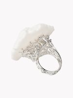 Кольцо Гибискус XL, белый фарфор