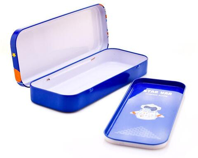 Пенал металлический с допотсеком, 21*8,5*3см, 4 вида микс