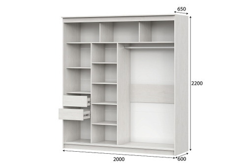Шкаф-купе №25 (2,0 м) Грей Цемент Светлый/Графит/Железная руда