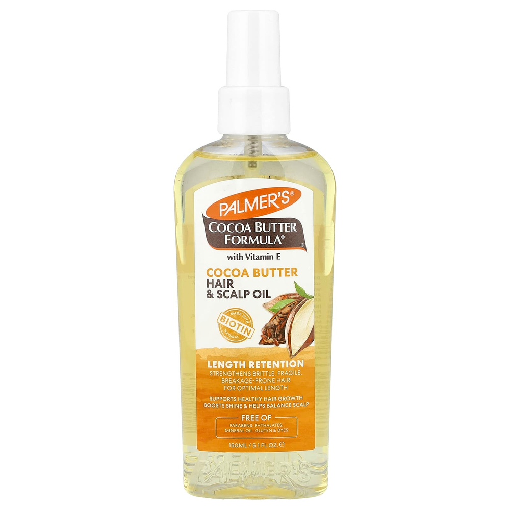 Palmer's, Cocoa Butter Formula® с витамином E, масло для сохранения длины волос и кожи головы, 150 мл (5,1 жидк. унции)