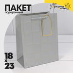 Пакет подарочный 18х23х10см "Волнистый узор" с тиснением (Серебряный)