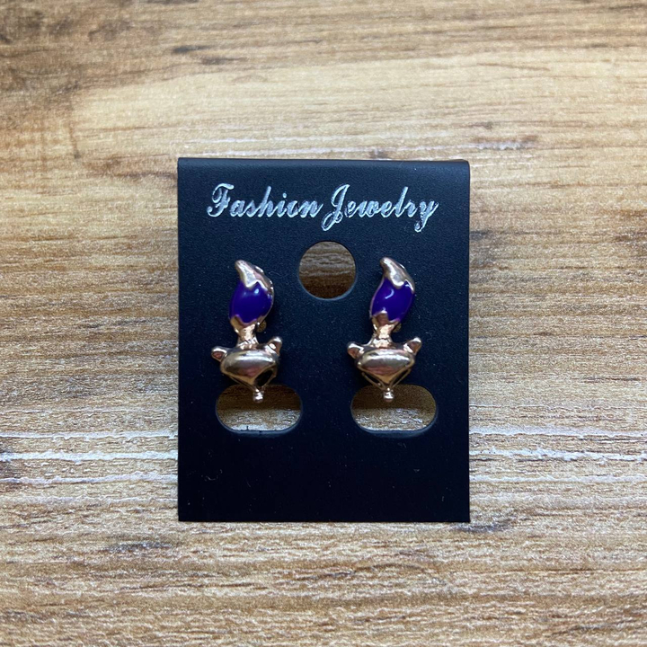 Серьги Small Лисичка эмаль цветная цвет фиолетовый металл золотистый