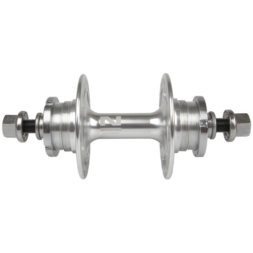 Втулка задняя Singlespeed алюминий 36отв.1,37"+1,37/1,29" гайки ось М10х165мм, OLD-120мм, серебристая A566SBT NOVATEC