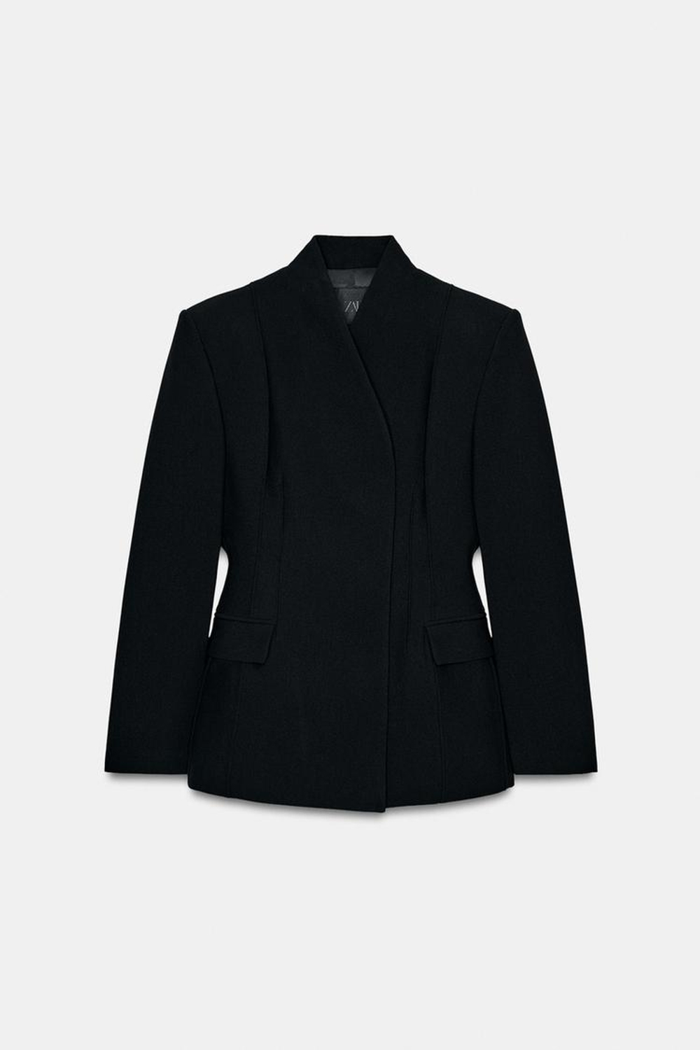 ZARA БЛЕЙЗЕР ПРИТАЛЕННОГО КРОЯ — ZW COLLECTION, ЧЕРНЫЙ