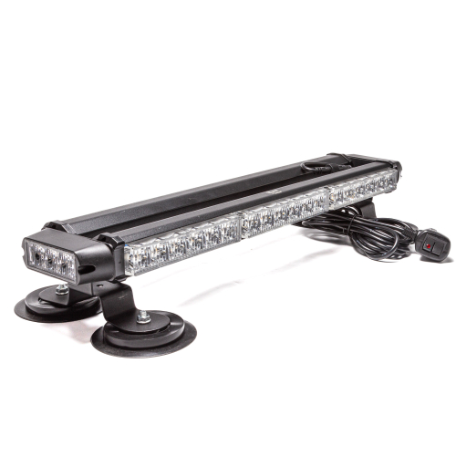 Маяк-стробоскоп 12/24 В, 42 Вт, желтый, 4-стор. (3+3+2 блока Epistar), 18 реж., крепление на магните, прикуриватель (провод 3м), 450*120*78 мм