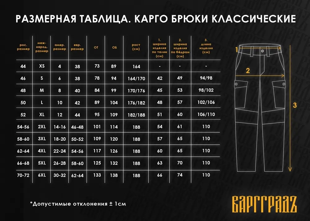 Брюки Карго классика Варгградъ чёрные (рипстоп)