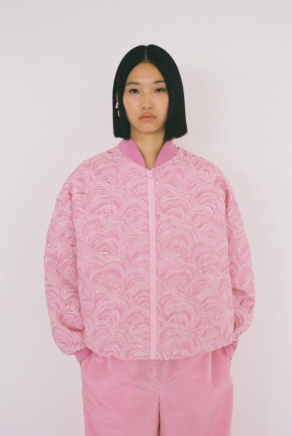 Peony pink bomber jacket