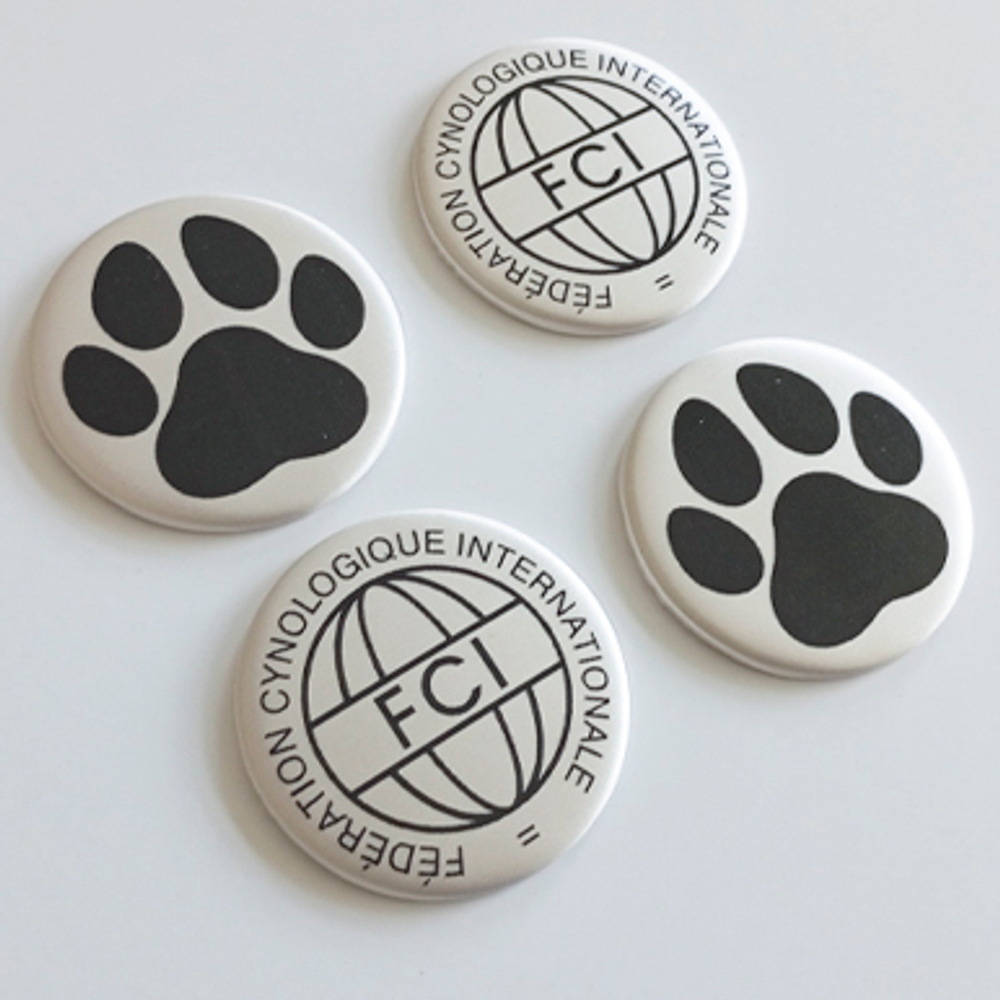 Закатной центр с тканевым покрытием 56 мм. (цвет ткани в ассортименте), печать ЧЁРНАЯ матовая.