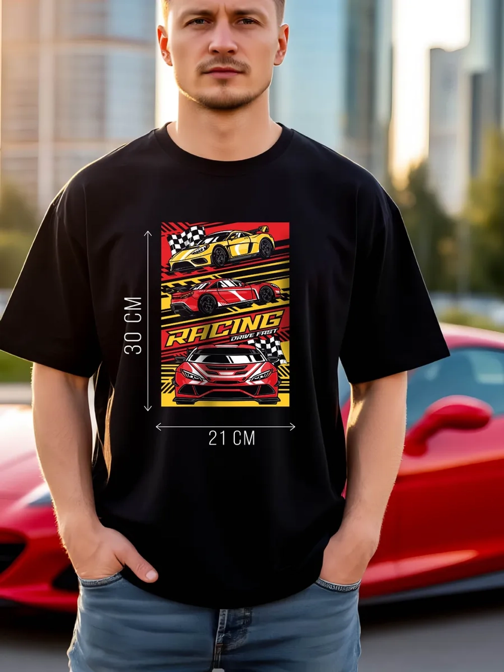 Футболка мужская y2k с принтом машиной