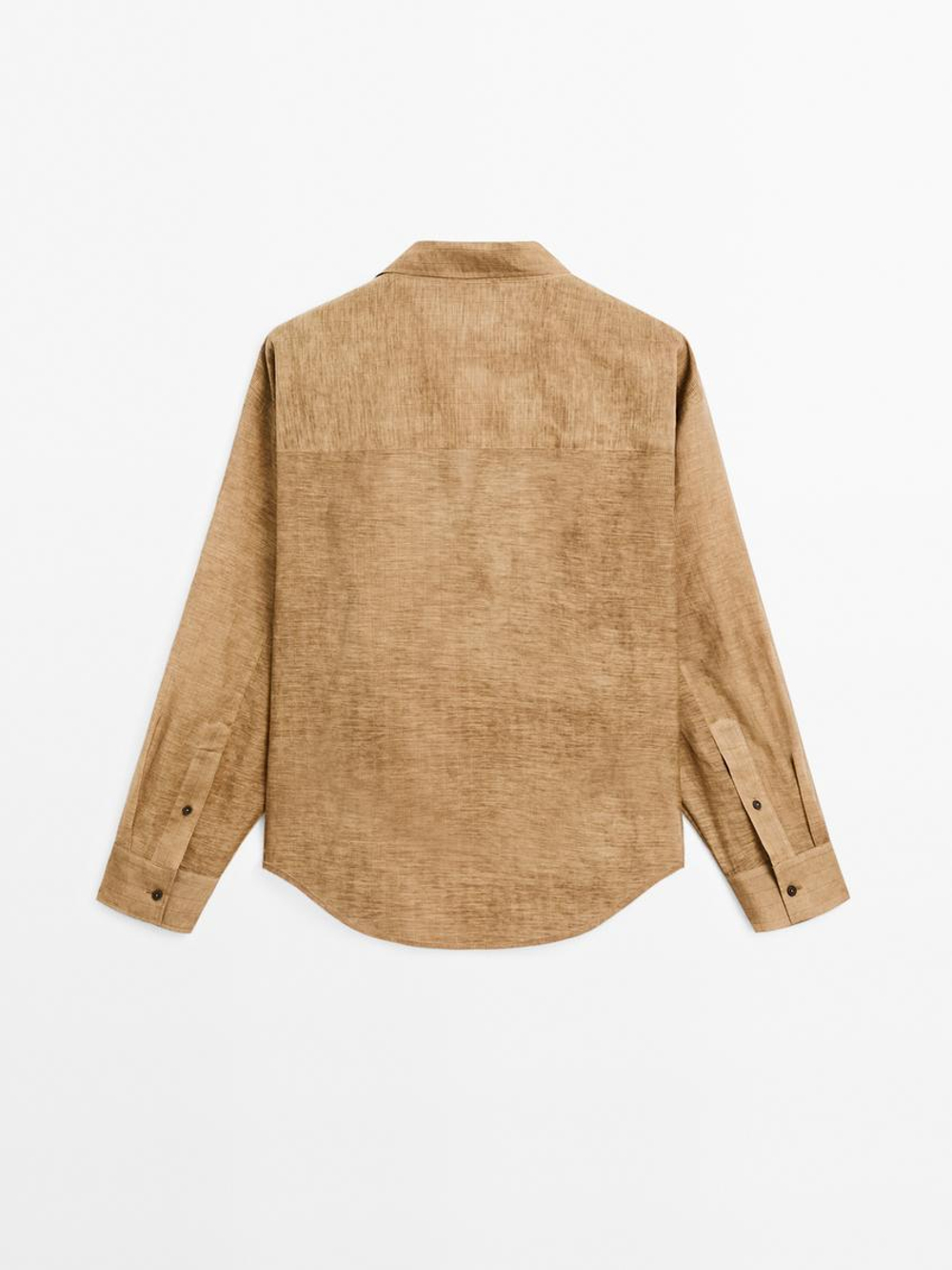 Massimo Dutti Рубашка из смесового хлопка в полоску, горчично-желтый