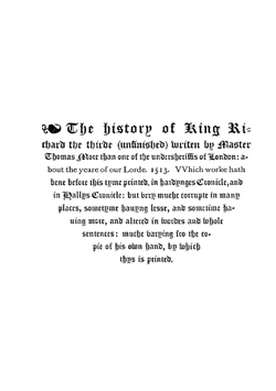 More's history of King Richard III | Thomas More