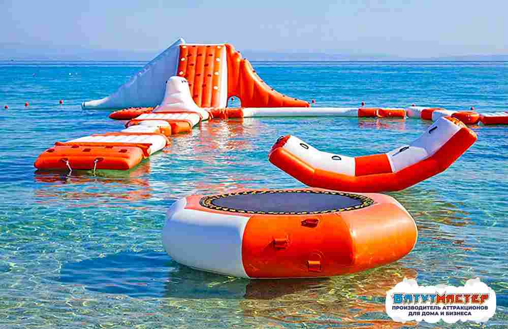 Надувной аквапарк на воде «Пиратский остров» 23×21×5 м