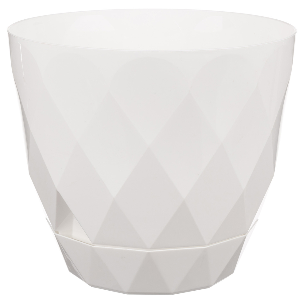 ГОРШОК Д ЦВЕТОВ С ФИКСИРУЕМЫМ ПОДДОНОМ LAUREL БЕЛЫЙ ID2216110 D220MM 4.5Л