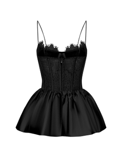 Топ-бюстье из кружева с баской из шелка