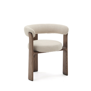 Granite Стул на 3 ножках из бежевого шенилла и массива ясеня в отделке орех