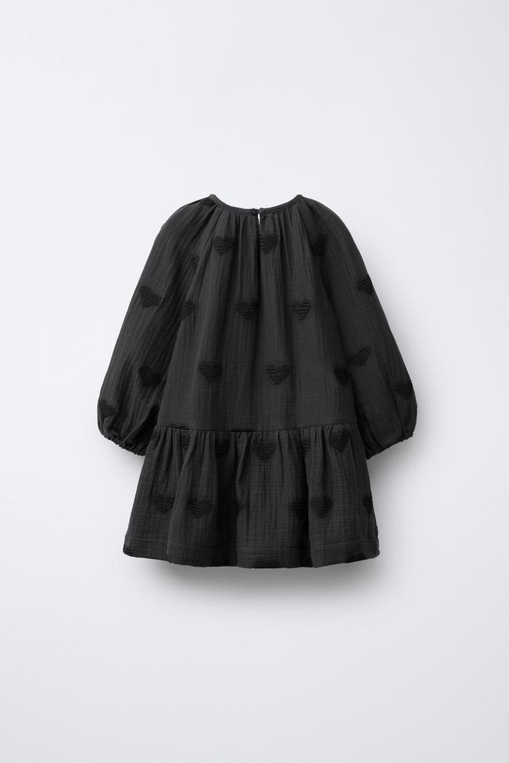 ZARA ПЛАТЬЕ С ВЫШИВКОЙ «СЕРДЕЧКИ», МЯГКИЙ СЕРЫЙ