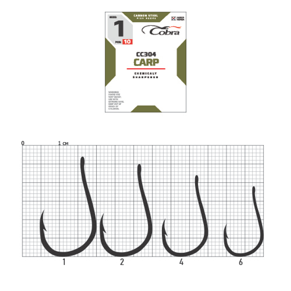 Крючки Cobra CARP CHINU сер. CC304 разм. 002 10шт.