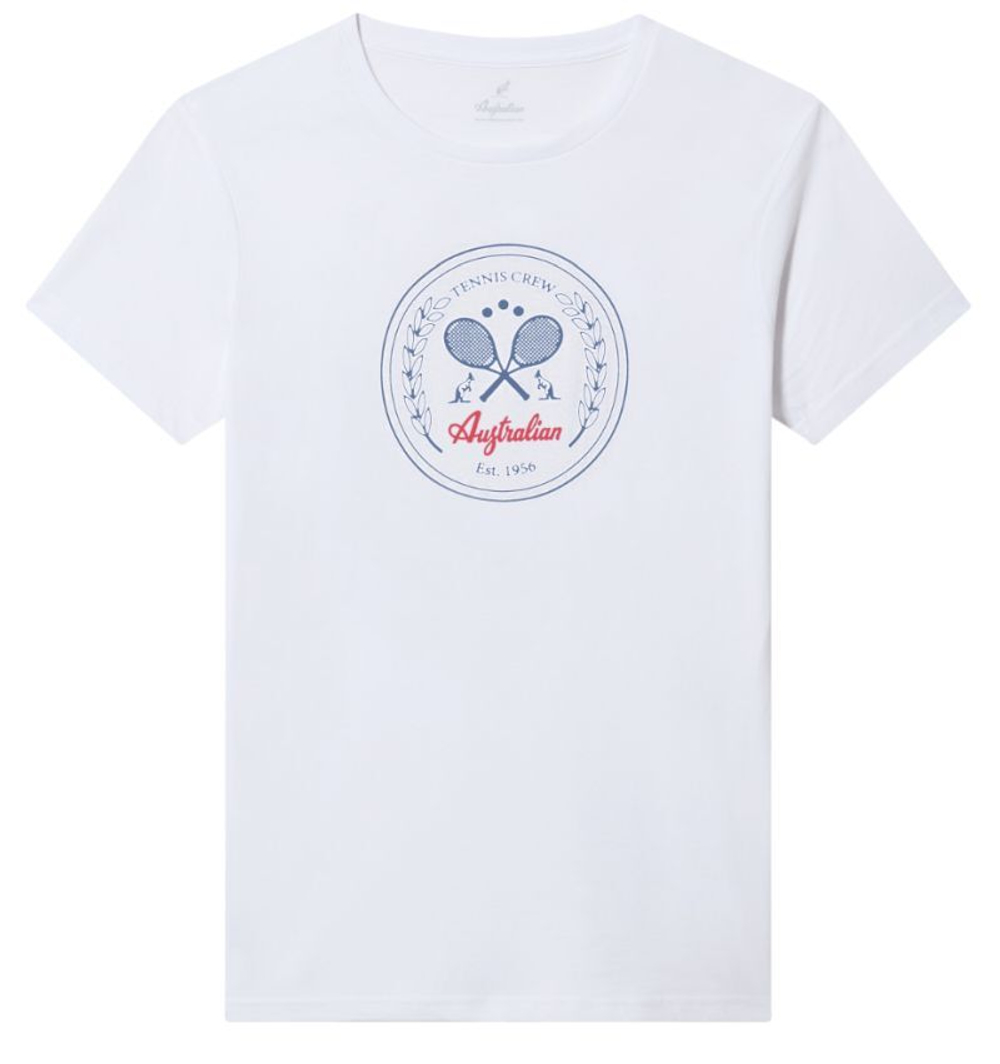 Мужская теннисная футболка Australian Cotton Crew T-Shirt - white
