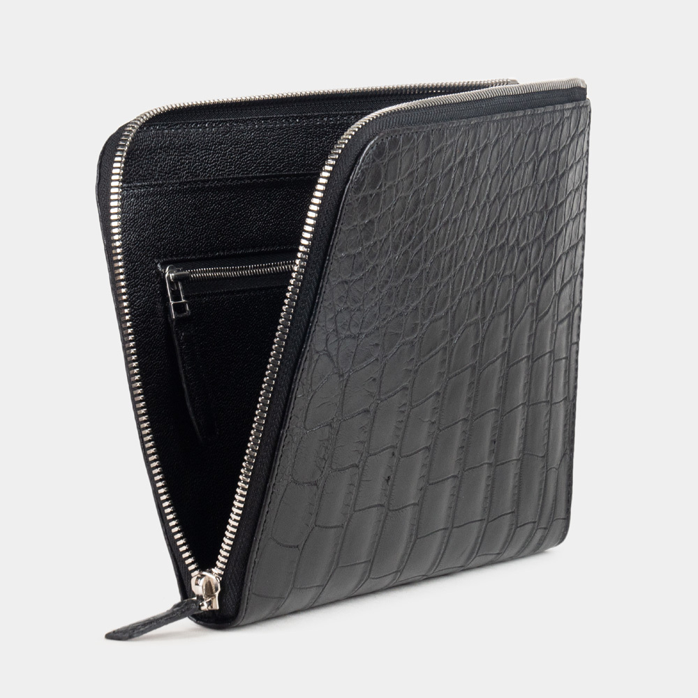 Сумка мужская Hector из кожи аллигатора, черного цвета