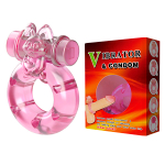 Розовое эрекционное кольцо с вибрацией 3,5х5см Baile Pink Rabbit Cock Rings BI-010082