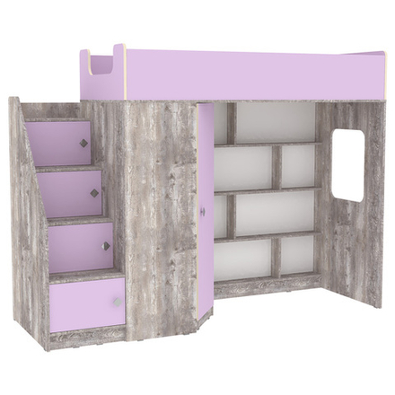 Кровать-чердак КарИВи Л-В602.3 75x175 Бетон Ирис