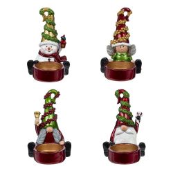 GAEM Подсвечник "Ангел/Дед Мороз/Снеговик/Гном" (D свечи 4,5 см), L7 W7 H11 см, 4в.