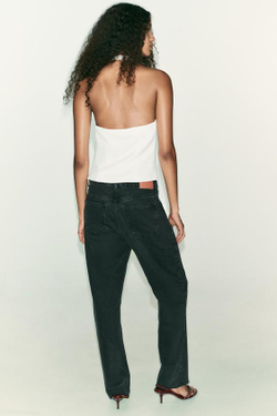 ZARA ТОП С ГОРЛОВИНОЙ ХАЛТЕР И БАНТАМИ, ЭКРЮ