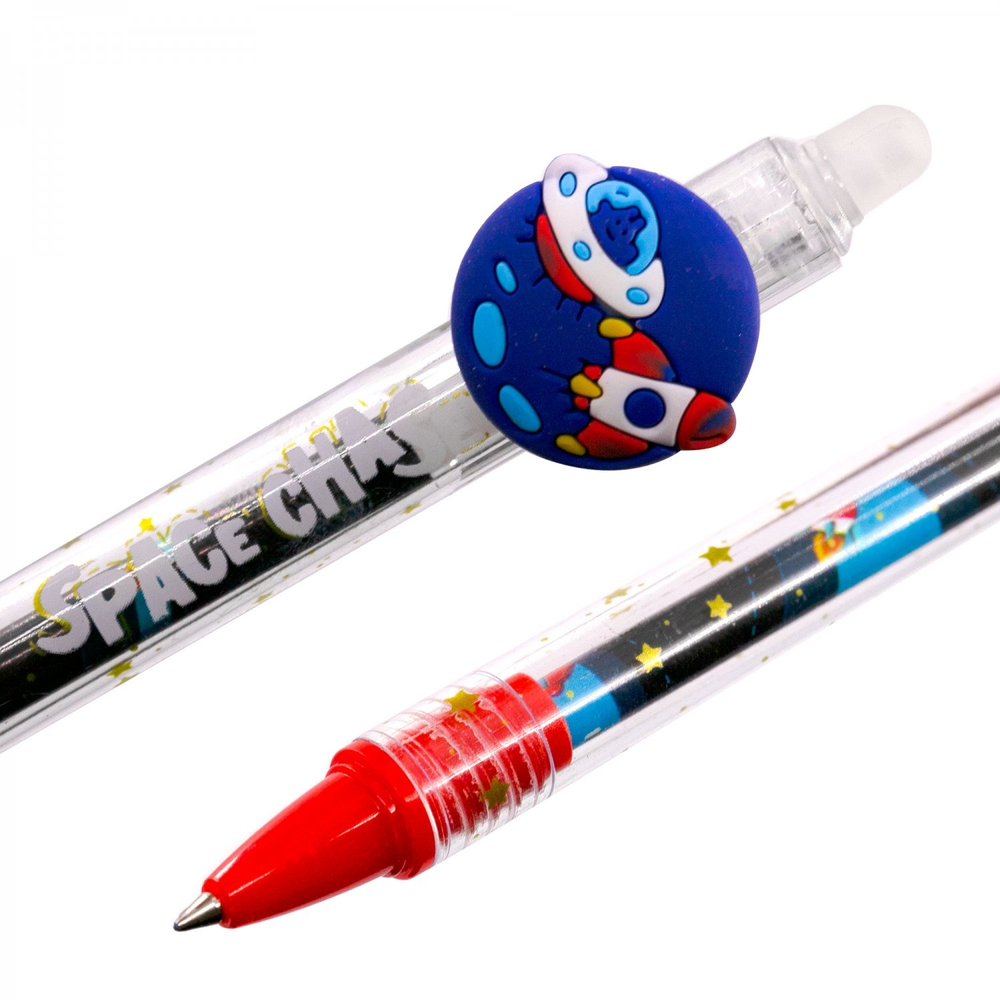 Ручка гелевая пиши-стирай Alingar, автомат,"Космос", 0,5 мм, синяя, круглый, пластиковый корпус, карт. уп.