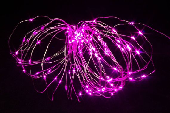 Светодиодная нить Роса 10 м., 100 розовых LED ламп, прозрачный провод, Winner (P.01.4T.100-)