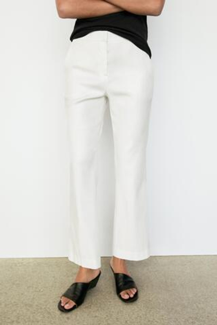 Massimo Dutti Брюки Kick Flare из льняной ткани, белый