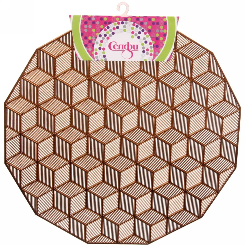 Салфетка плетеная 38см «Кубики» терракот