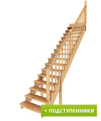 Лестница на второй этаж К-020у с подступенками под покраску