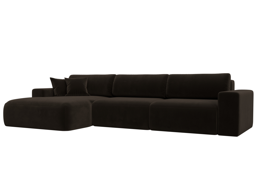 Диван угловой Лига-036 НПБ Классик Лонг левый угол МИКРОВЕЛЬВЕТ Коричневый